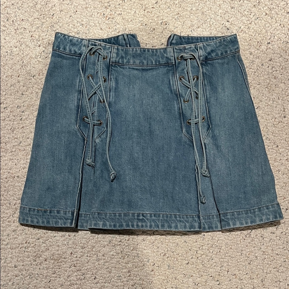 Denim Lace-Up Mini Skirt